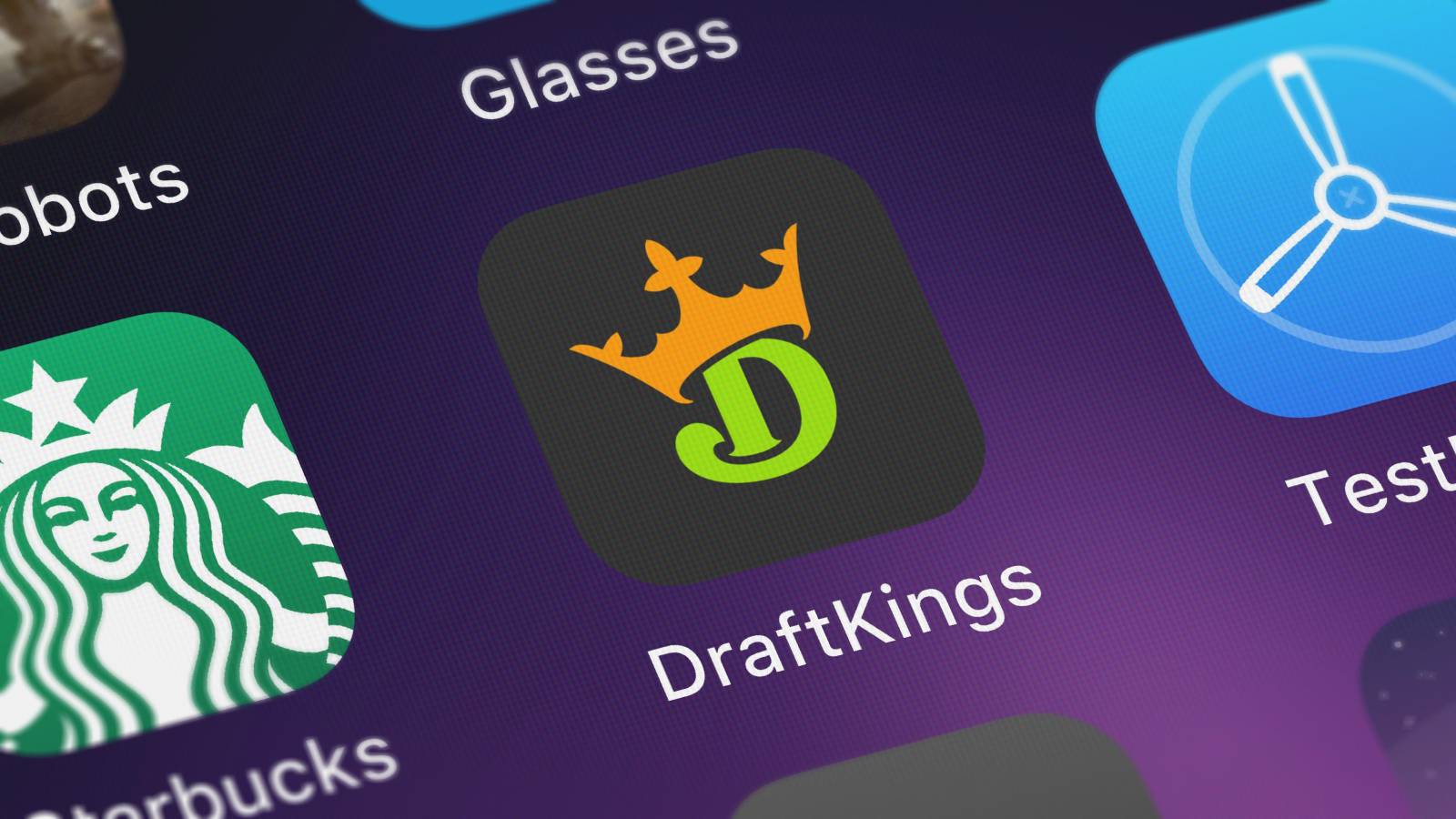 The DraftKings app icon on an iPhone