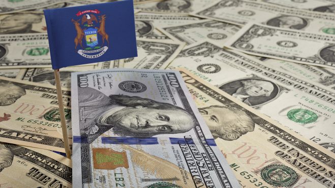 michigan flag money