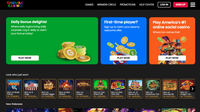 chumba casino home screen