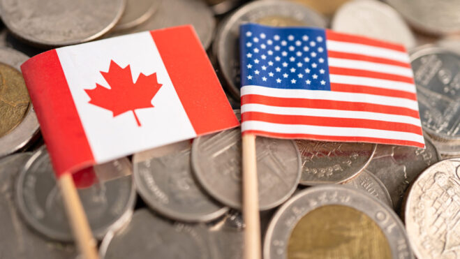canadian flag us flag coins
