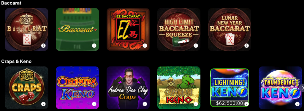 Golden Nugget Casino table games