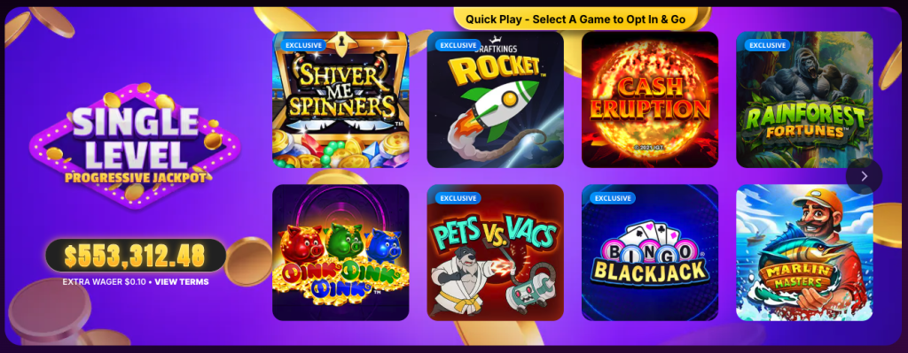 DraftKings Casino featured games