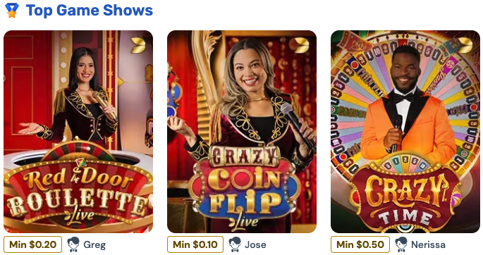 BetRivers Casino live dealer and game show titles