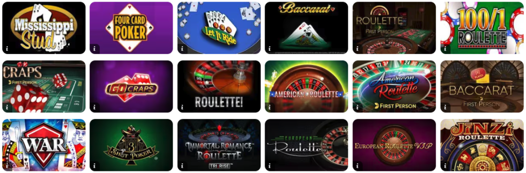BetRivers Casino table games