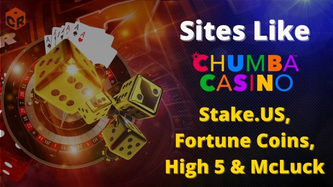 Sites like Chumba Casino written beside a graphic showing numerous casino games.