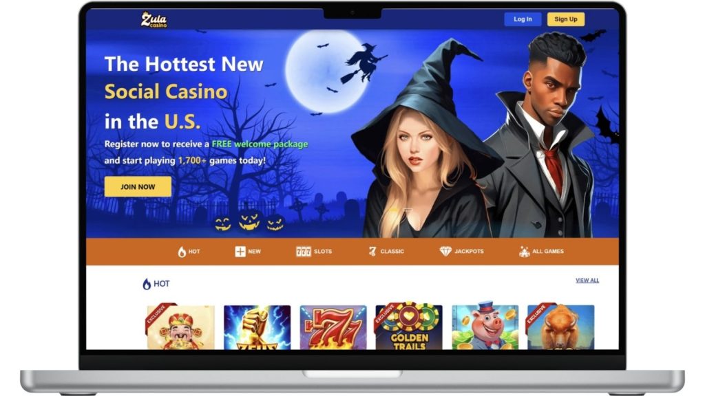 zula casino homepage on laptop