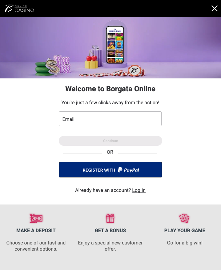 Borgata Casino signup page