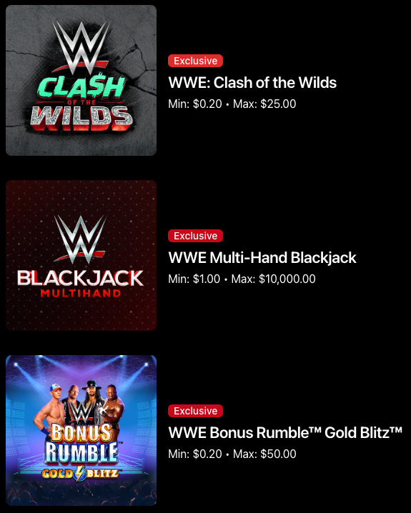 Fanatics Casino WWE-branded slot titles