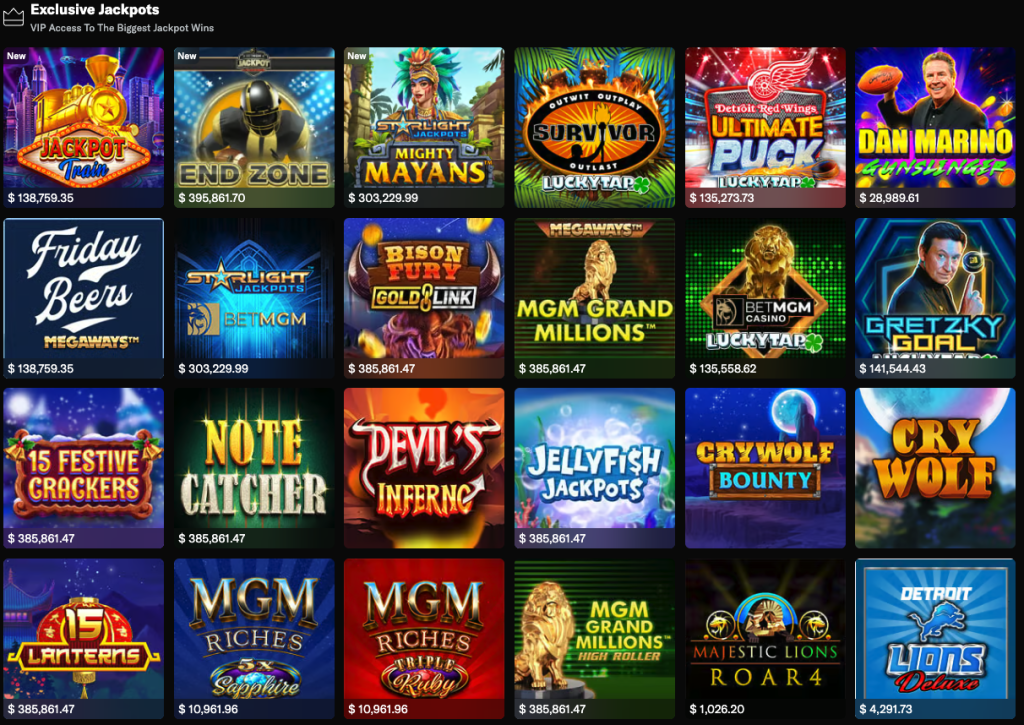 BetMGM Casino jackpot slot titles