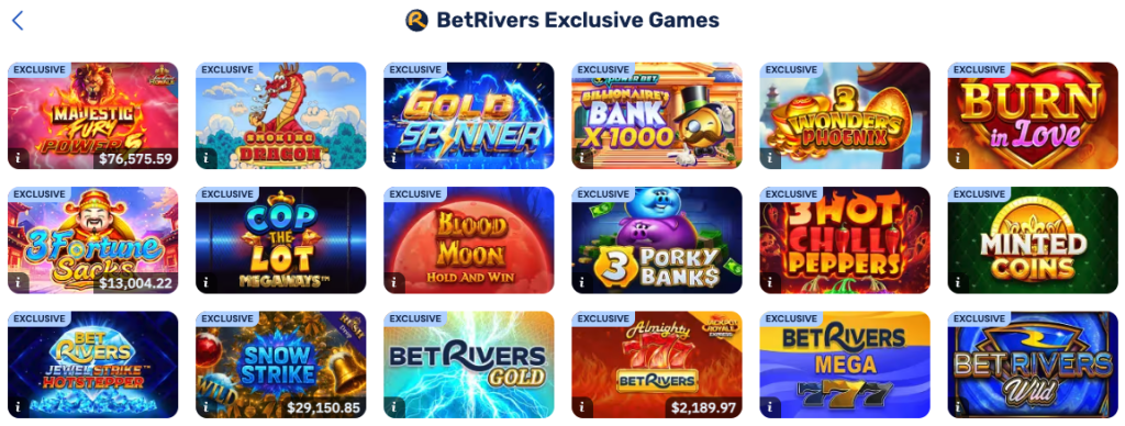 BetRivers Casino exclusive slot titles