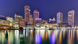 boston skyline night