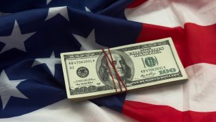 dollars american flag