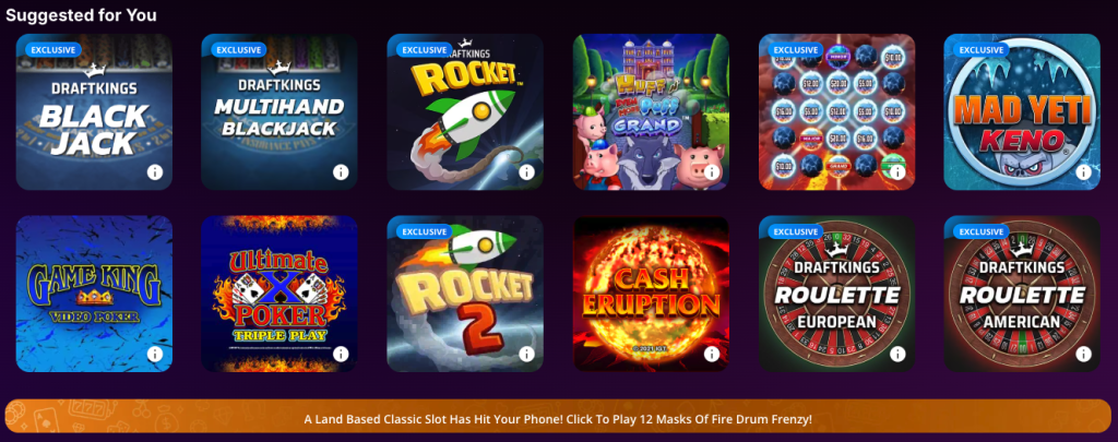 DraftKings Casino game titles