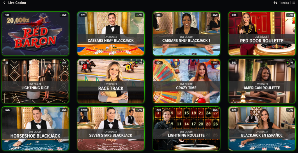 Caesars Palace live casino games